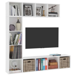 Berkfield 3 Piece Book/tv Cabinet Set White 180X30X180 Cm - thumbnail 3