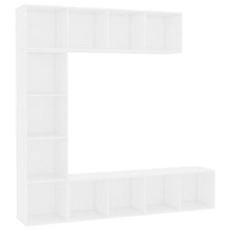 Berkfield 3 Piece Book/tv Cabinet Set White 180X30X180 Cm - thumbnail 2