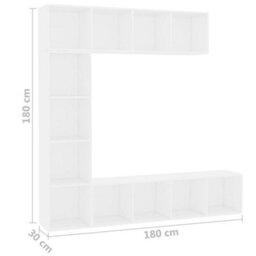 Berkfield 3 Piece Book/tv Cabinet Set White 180X30X180 Cm - thumbnail 6