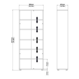 Furniture To Go Prima Bookcase 5 Shelves In Oak - thumbnail 9