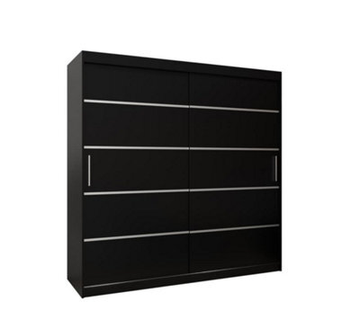 Arte Verona 01 Contemporary 2 Sliding Door Wardrobe 9 Shelves 2 Rails Black Matt (H)2000mm (W)2000mm (D)620mm - image 1