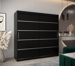Arte Verona 01 Contemporary 2 Sliding Door Wardrobe 9 Shelves 2 Rails Black Matt (H)2000mm (W)2000mm (D)620mm - thumbnail 2