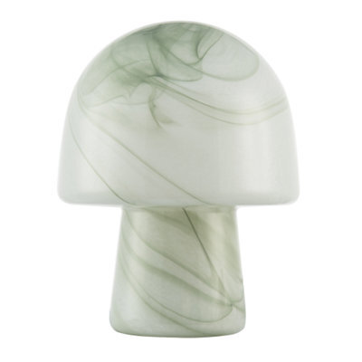 Happy Homewares Modern Unique Green And White Marble Effect Glass Mushroom Table Lamp - image 1