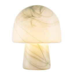 Happy Homewares Modern Unique Green And White Marble Effect Glass Mushroom Table Lamp - thumbnail 2