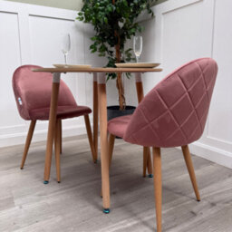 Life Interiors Lucia Dining Set With Round Table And Set Of 2 Lucia Velvet Dining Chairs - thumbnail 2