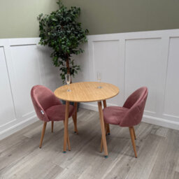 Life Interiors Lucia Dining Set With Round Table And Set Of 2 Lucia Velvet Dining Chairs - thumbnail 1