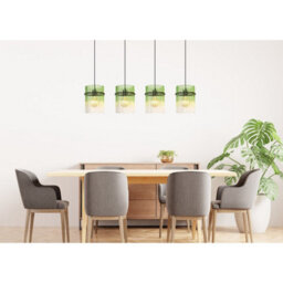 Luminosa Lighting Luminosa Gorley Bar Pendant Ceiling Light Matt Black Green Glass Shade 4X E27 - thumbnail 7