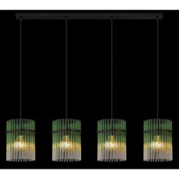 Luminosa Lighting Luminosa Gorley Bar Pendant Ceiling Light Matt Black Green Glass Shade 4X E27 - thumbnail 5