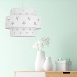 First Choice Lighting White Star Two Tier Lamp Shade - thumbnail 3
