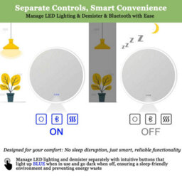 Maerts-E Round Led Bathroom Mirror With Bluetooth Speakers 900mm 3 Colour Dimmable Lights Memory Demister Touch/wall Switch Control - thumbnail 5