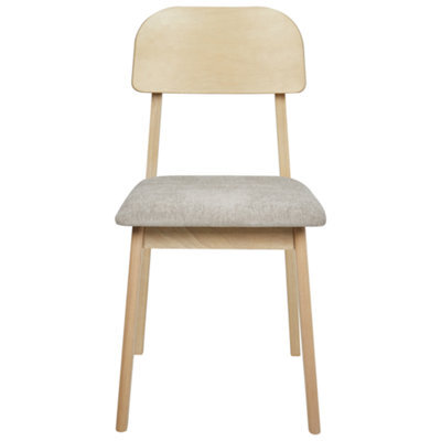 Wyld And Coco Taupe Armless Retro Dining Chairs Set Of 2 - Light Rubberwood Frame With Polyester Seats - image 1