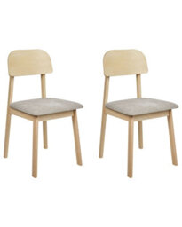 Wyld And Coco Taupe Armless Retro Dining Chairs Set Of 2 - Light Rubberwood Frame With Polyester Seats - thumbnail 3