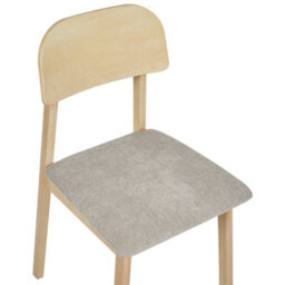 Wyld And Coco Taupe Armless Retro Dining Chairs Set Of 2 - Light Rubberwood Frame With Polyester Seats - thumbnail 7
