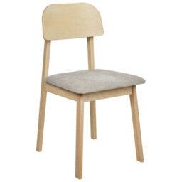Wyld And Coco Taupe Armless Retro Dining Chairs Set Of 2 - Light Rubberwood Frame With Polyester Seats - thumbnail 4