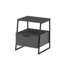 Anthracite 1 Drawer Bedside Table Modern Black Metal Frame Nightstand - thumbnail 3