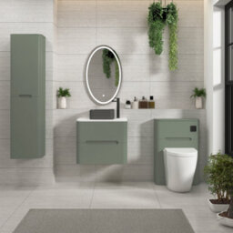 Royal Bathrooms Venice 600mm Sage Green Wall Mounted Bathroom Countertop Vanity Unit 2 Drawer With Art Square Basin - thumbnail 4