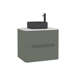 Royal Bathrooms Venice 600mm Sage Green Wall Mounted Bathroom Countertop Vanity Unit 2 Drawer With Art Square Basin - thumbnail 7