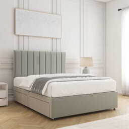 Bsspoke Aria Divan Bed Set Silver Plush Velvet With 24Inch Panel Headboard & Mattress & 2 Drawers Same Side 3Ft 4Ft 4Ft6 5Ft 6Ft - thumbnail 3