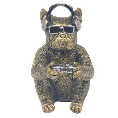 Figurine Resin Ornament Frenchie Gamer Animal Rustic Home Shelf Decor Display - image 1