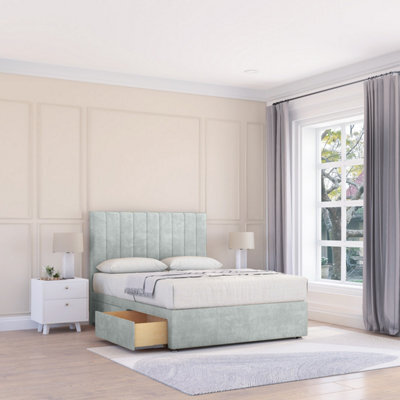 "Sloomy 4Ft Kansas Divan Bed Base Silver Naples ,no Drawers & 26"" Struts Headboard - Small Double" - image 1
