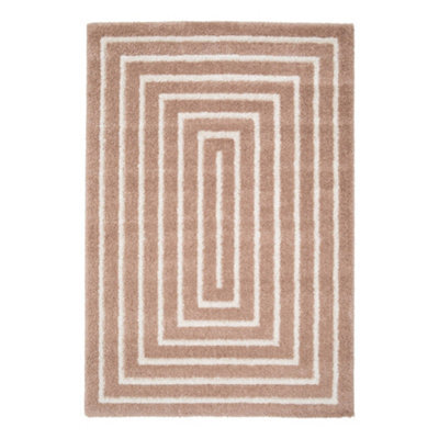 Sweeek - Indoor Rug With Pink And Cream Rectangle Pattern 230X160 Cm - Lia - image 1