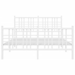 Berkfield Metal Bed Frame Without Mattress With Footboard White 140X190Cm - thumbnail 4