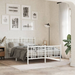 Berkfield Metal Bed Frame Without Mattress With Footboard White 140X190Cm