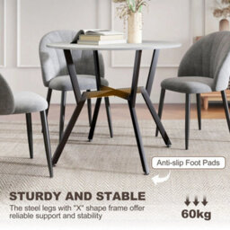 Small Kitchen Table With Black Steel Legs, Dining Table, Grey - thumbnail 5