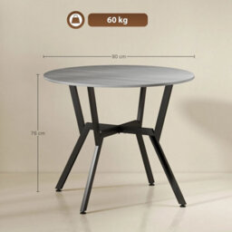 Small Kitchen Table With Black Steel Legs, Dining Table, Grey - thumbnail 2