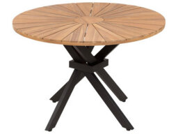 Wyld And Coco Noblewood Garden Dining Table Light Brown Acacia Round Top 110Cm - thumbnail 1
