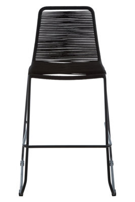 Orsina Black Rope Bar Chair, Backrest Outdoor Iron Bar Stool, Footrest Black Rope Iron Chair, Rust-Free Rope Chair - image 1