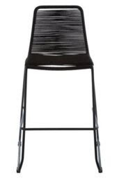Orsina Black Rope Bar Chair, Backrest Outdoor Iron Bar Stool, Footrest Black Rope Iron Chair, Rust-Free Rope Chair
