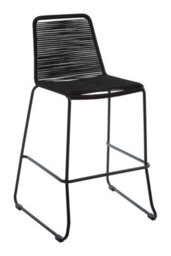 Orsina Black Rope Bar Chair, Backrest Outdoor Iron Bar Stool, Footrest Black Rope Iron Chair, Rust-Free Rope Chair - thumbnail 3