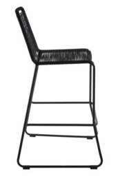 Orsina Black Rope Bar Chair, Backrest Outdoor Iron Bar Stool, Footrest Black Rope Iron Chair, Rust-Free Rope Chair - thumbnail 4