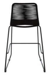 Orsina Black Rope Bar Chair, Backrest Outdoor Iron Bar Stool, Footrest Black Rope Iron Chair, Rust-Free Rope Chair - thumbnail 5