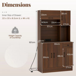 Freestanding Buffet Cupboard Kitchen Storage Cabinet - thumbnail 2