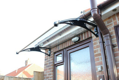 Canofix UK Canofix Door Canopy Pc 1000 Width X 1000 Projection (Black Bracket - Clear Sheet)