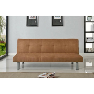 Faux Suede Canterbury Fabric Sofa Bed 3 Seater - Click-Clack Sofa In 4 Colours Cinnamon - image 1