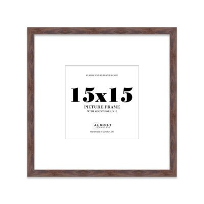 "15X15"" Walnut Picture Frame - 15X15"" Square Frame With 12X12"" Mount For 15X15""/12X12"" Pictures Luxurious Style Room Decor, 1 Pack" - image 1