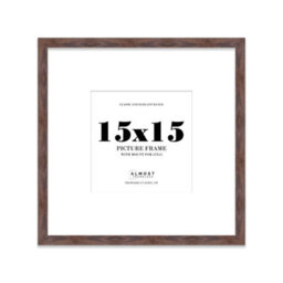 "15X15"" Walnut Picture Frame - 15X15"" Square Frame With 12X12"" Mount For 15X15""/12X12"" Pictures Luxurious Style Room Decor, 1 Pack" - thumbnail 1