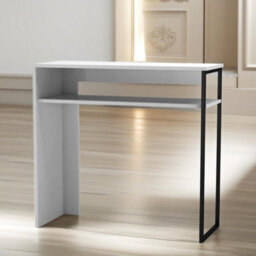 Pirlo Plush 2 Tier Console Table With Steel Frame Hallway Furniture White - thumbnail 3