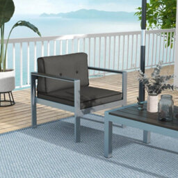 Aluminum Outdoor Patio Armchair Outdoor Garden Modern Sofa Chair With Cushions - thumbnail 5