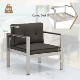 Aluminum Outdoor Patio Armchair Outdoor Garden Modern Sofa Chair With Cushions - thumbnail 2