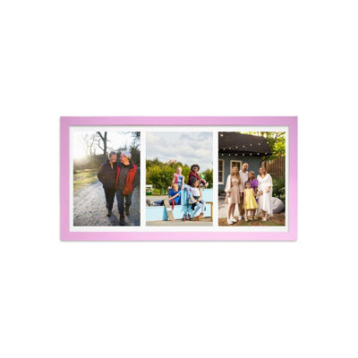 AK Frames 16X8 White Sleek Multi Photo Frame With White Mount - Holds 3 Apertures (3X) 7X5 Photos - image 1
