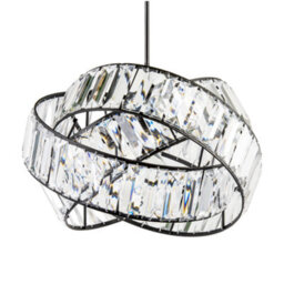 Happy Homewares Modern Three Ring Black Pendant Shade With Transparent Acrylic Prisms