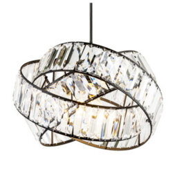 Happy Homewares Modern Three Ring Black Pendant Shade With Transparent Acrylic Prisms - thumbnail 2