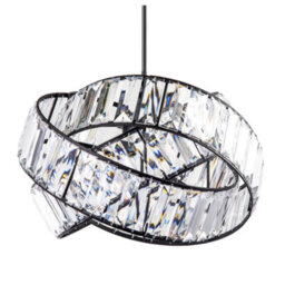 Happy Homewares Modern Three Ring Black Pendant Shade With Transparent Acrylic Prisms - thumbnail 5