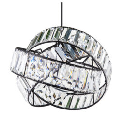 Happy Homewares Modern Three Ring Black Pendant Shade With Transparent Acrylic Prisms - thumbnail 3