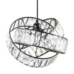Happy Homewares Modern Three Ring Black Pendant Shade With Transparent Acrylic Prisms - thumbnail 4