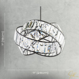 Happy Homewares Modern Three Ring Black Pendant Shade With Transparent Acrylic Prisms - thumbnail 7